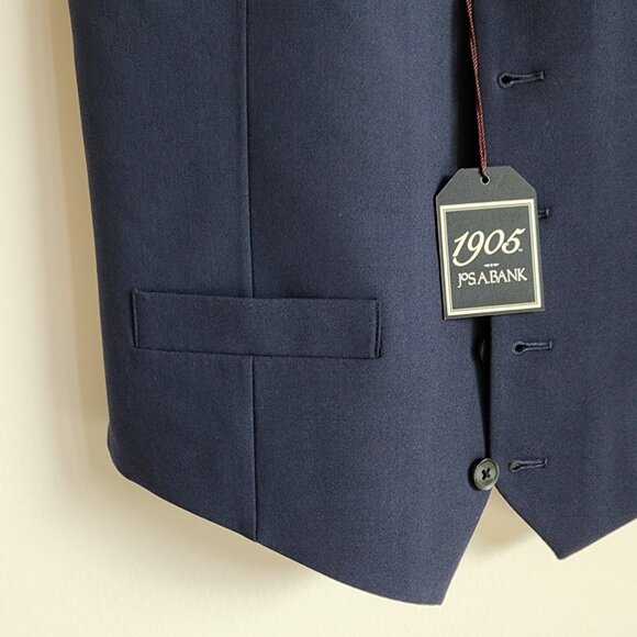 Size 14 Boys Vest Navy Blue Wedding Ringbearer Jos A Bank Kids Polyester Nwt New - Picture 11 of 17